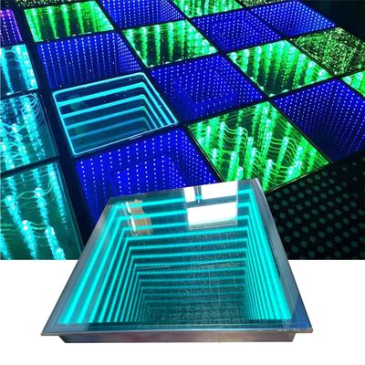 3DネオンミラーライトとRGB色の組み合わせのガラスダンスフロア