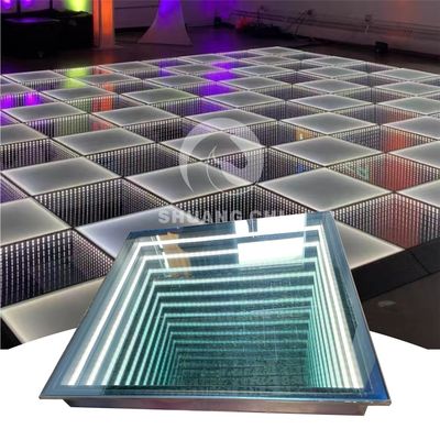 3DネオンミラーライトとRGB色の組み合わせのガラスダンスフロア