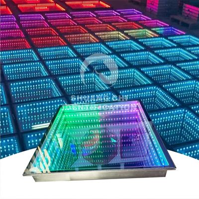 3DネオンミラーライトとRGB色の組み合わせのガラスダンスフロア