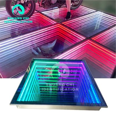 3DネオンミラーライトとRGB色の組み合わせのガラスダンスフロア