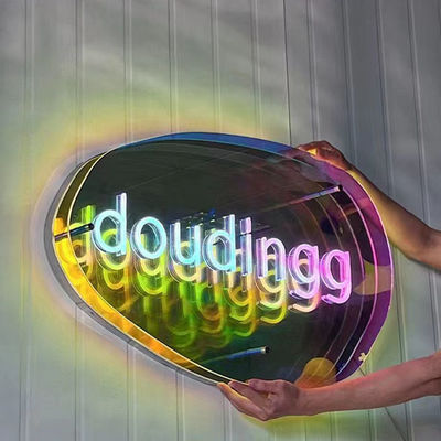 多層鏡 3D ニュオンサイン 鏡 カスタム カラー グラディアント LED ロゴ 完璧
