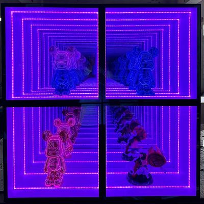 LED 明るいインフィニティミラーディスプレイキャビネット オーブン ワインバー 赤 白 青