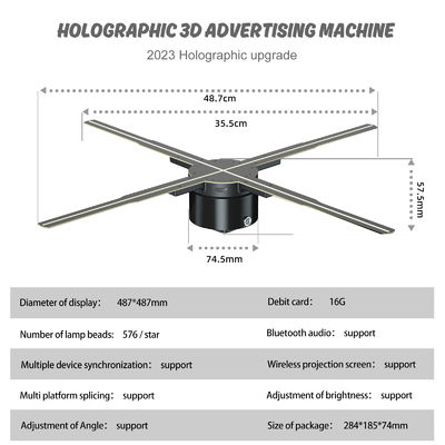 3Dホログラム広告LED扇風機,WiFi制御と最先端の回転画像