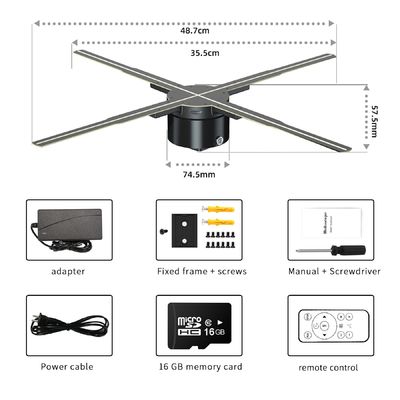 スーパーマーケット コンテンツ アップロード APP 75x2 Wifi ホログラム LED扇風機 3D ホログラム投影