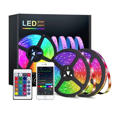 12V 50ft 15M 5050 RGB LED ストライプ ミュージック シンクロ カラー変更 リモコンとアプリ制御