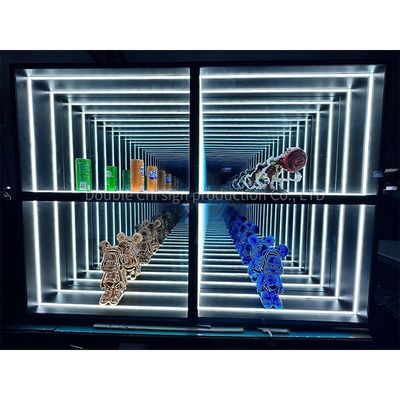 インダースとアウトドア LED インフィニティミラーライト 厚さ調整されたディスプレイケース