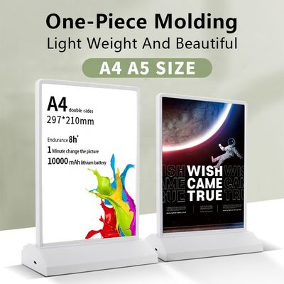 再充電可能なA4アクリルフラッシング LEDテーブルメニュー レストランカードディスプレイホルダー